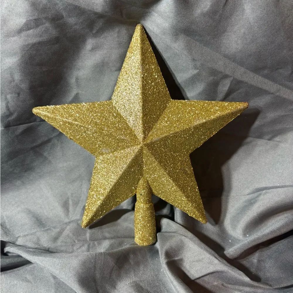 šā¤ļøš 7.5ā Golden Glitter Star Tree Topper ChristmasāDecor See Pics for Measurem